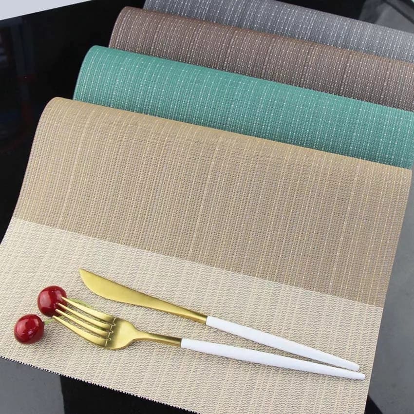 Set Of 6 Modern Elegant Double Shaded Non-Slip PVC Placemats, Washable PVC Dining Table Mats, Non-Slip Stain-Resistant Cloth For Kitchen Table, Anti-slip Hot Placemat Bowl Pad Set Of 6 Modern Elegant Double Shaded Non-Slip PVC Placemats, Washable PVC Dining Table Mats, Non-Slip Stain-Resistant Cloth For Kitchen Table, Anti-slip Hot Placemat Bowl Pad